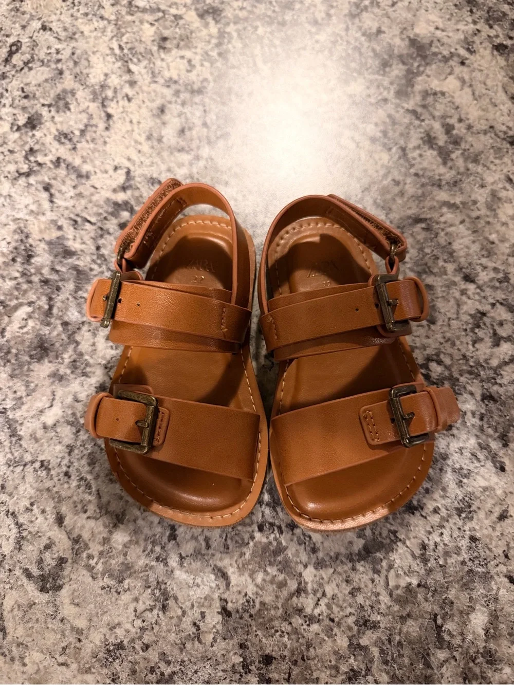 Zara Kids Tan Brown Buckle Strap Sandals